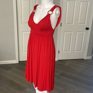 VS Vintage Red Bra Top Ruched Scoop-Neck Bust & Open Back Halter Mini Dress -XS